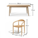 Elowen 6 Seater Wooden Garden Dining Set with Sasha Chairs - Sand Rope
