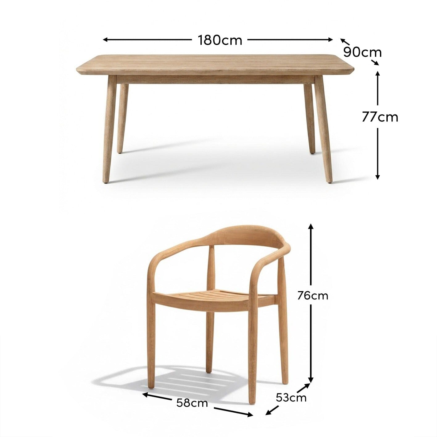 Elowen 6 Seater Wooden Garden Dining Set with Sasha Chairs - Laura James