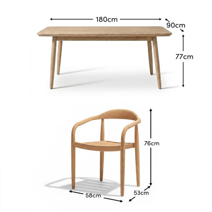 Elowen 6 Seater Wooden Garden Dining Set with Sasha Chairs - Laura James