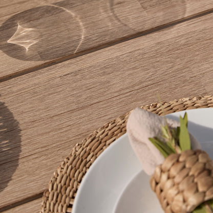 Elowen 6 Seater Wooden Garden Dining Table - Light Brushed Acacia - Laura James