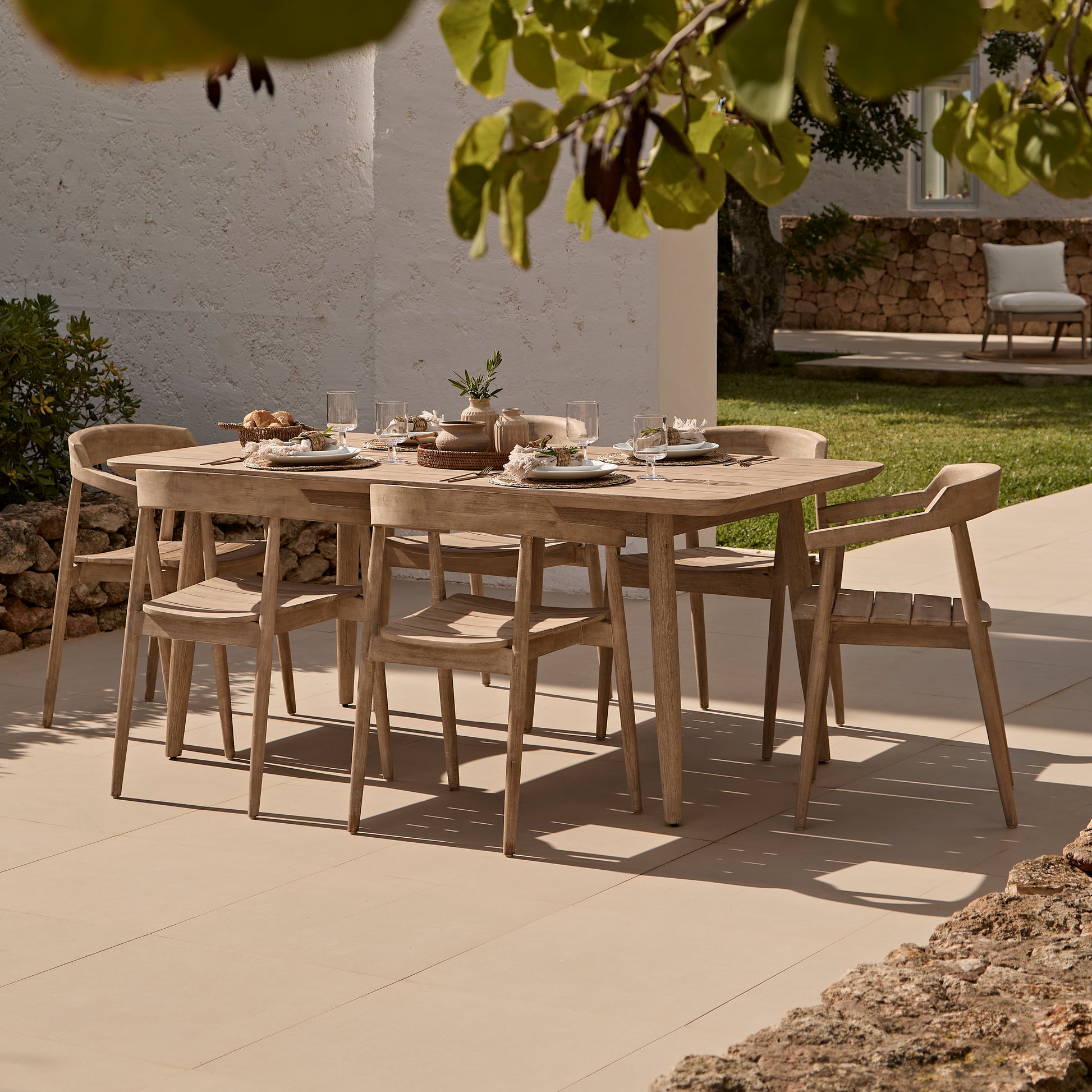 Elowen 6 Seater Wooden Garden Dining Set with Elowen Chairs - Laura James