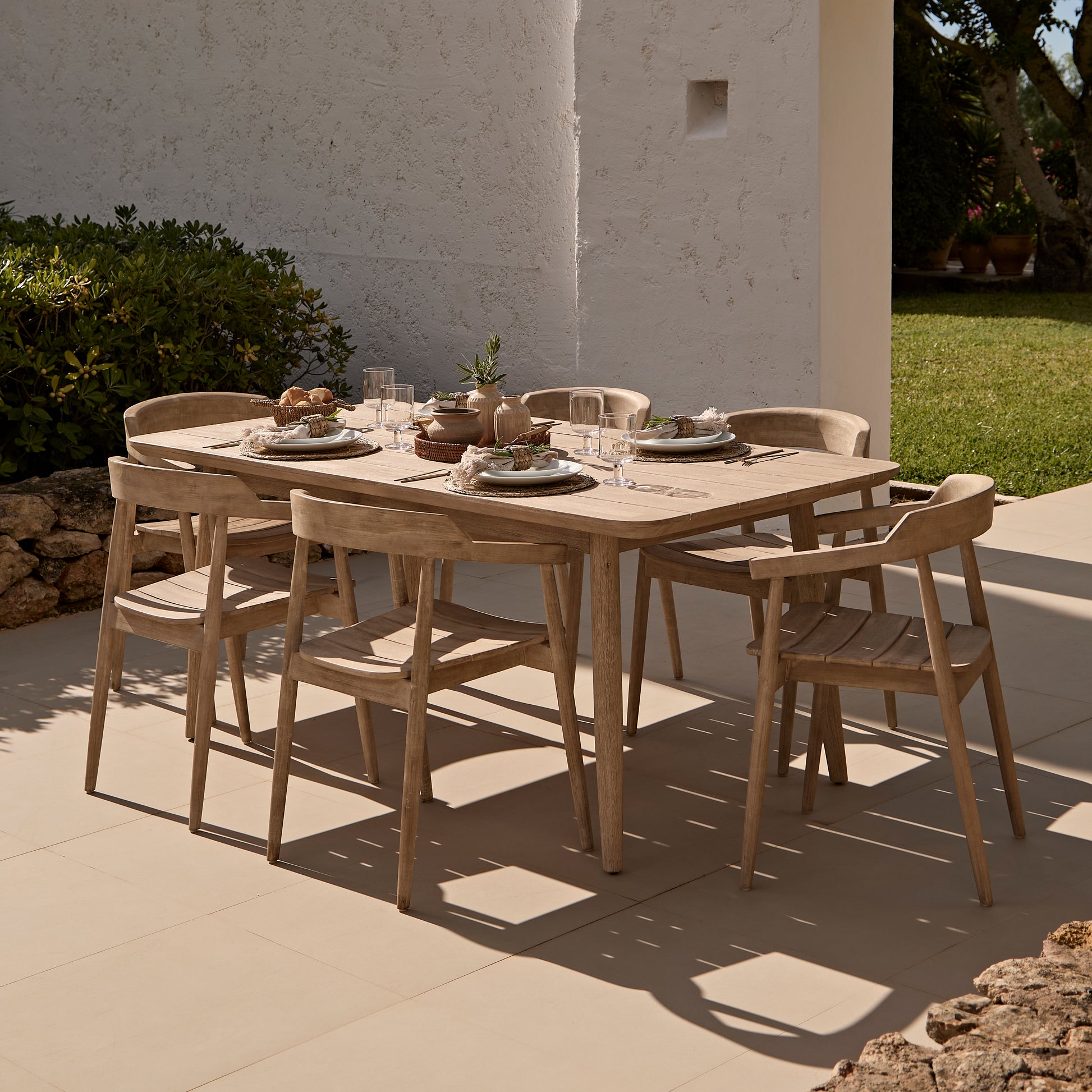 Elowen 6 Seater Wooden Garden Dining Set with Elowen Chairs - Laura James