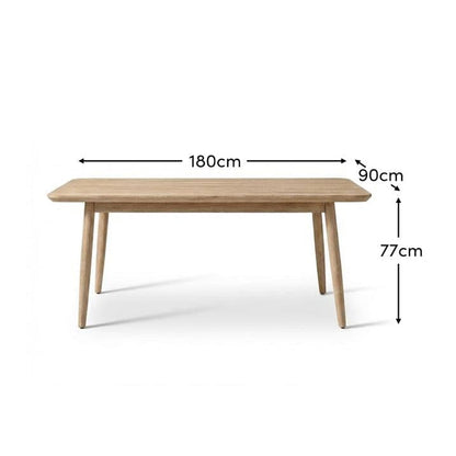 Elowen 6 Seater Wooden Garden Dining Table - Light Brushed Acacia - Laura James