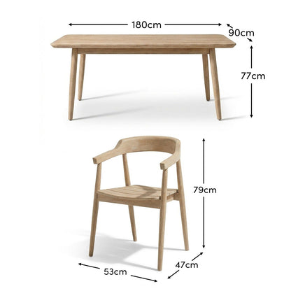 Elowen 6 Seater Wooden Garden Dining Set with Elowen Chairs - Laura James