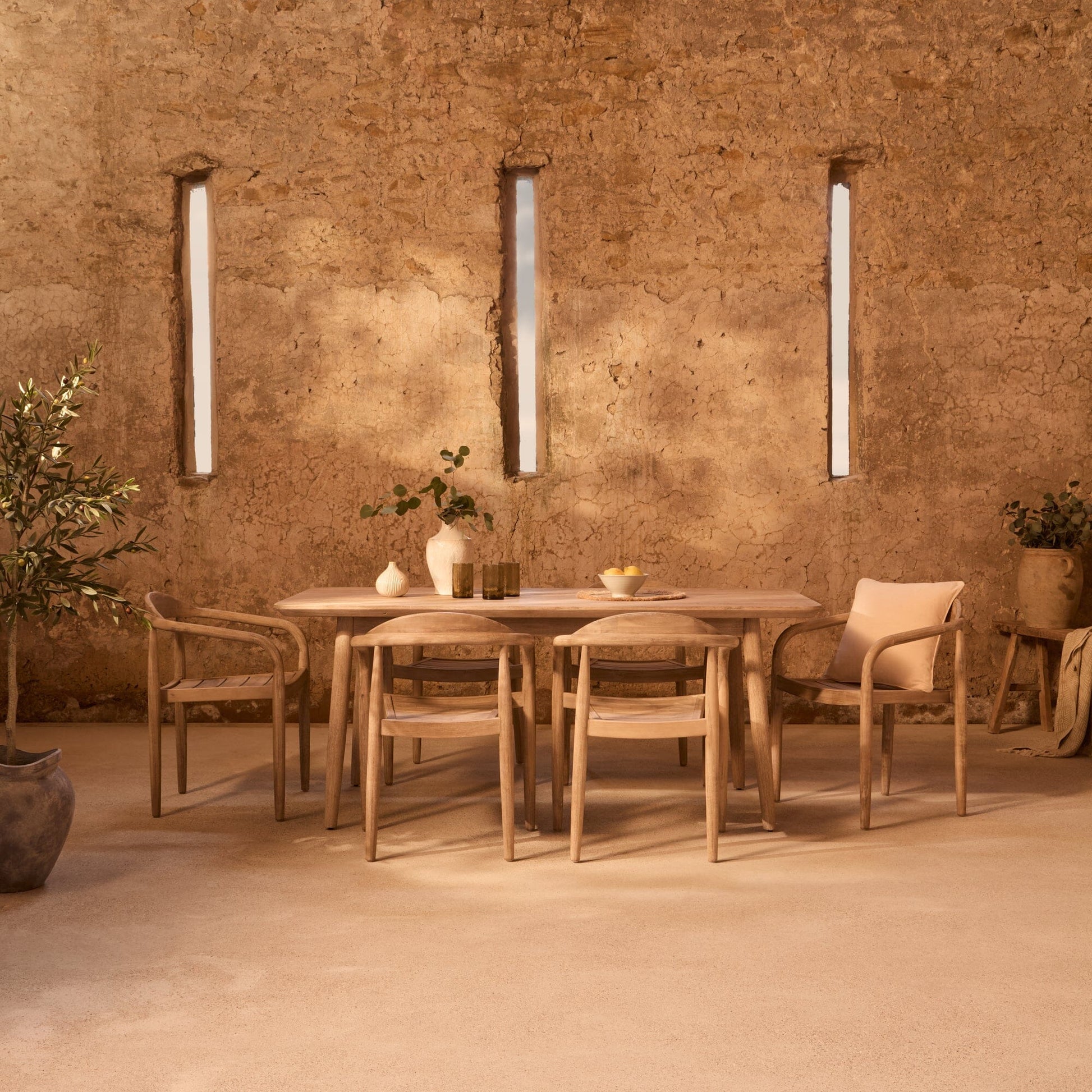 Elowen 6 Seater Wooden Garden Dining Set with Sasha Chairs - Laura James