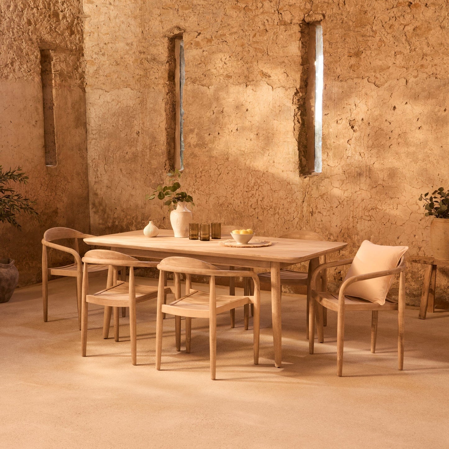 Elowen 6 Seater Wooden Garden Dining Set with Sasha Chairs - Laura James