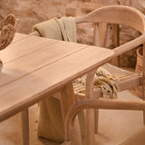 Elowen 6 Seater Wooden Garden Dining Set with Sasha Chairs - Sand Rope - Laura James