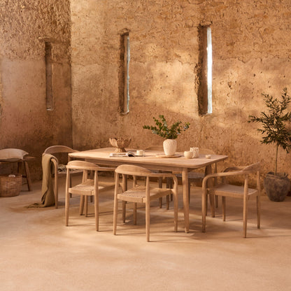 Elowen 6 Seater Wooden Garden Dining Set with Sasha Chairs - Sand Rope - Laura James