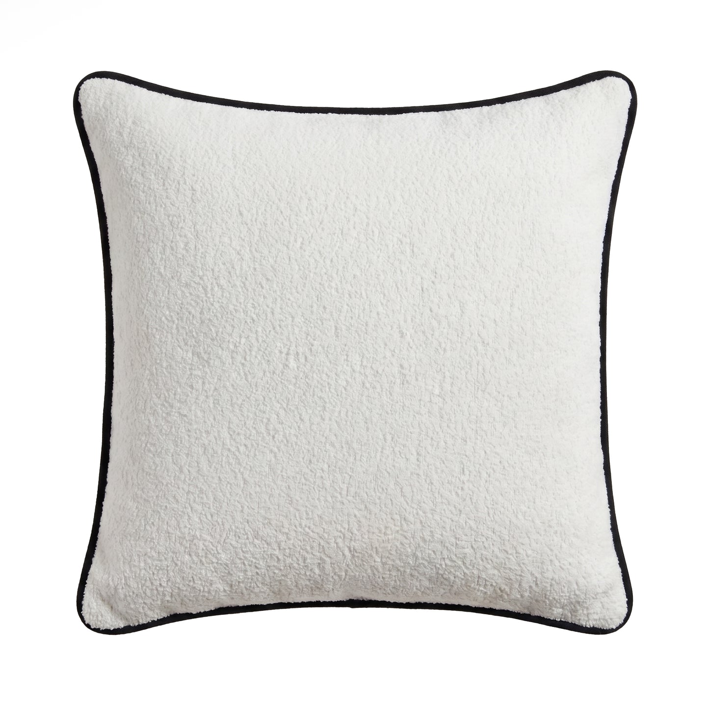Elsham 45x45cm Scatter Cushion Cover - Chalk White Boucle with Jet Black Velvet Piping - Laura James 