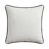 Elsham 45x45cm Scatter Cushion Cover - Chalk White Boucle with Jet Black Velvet Piping - Laura James 