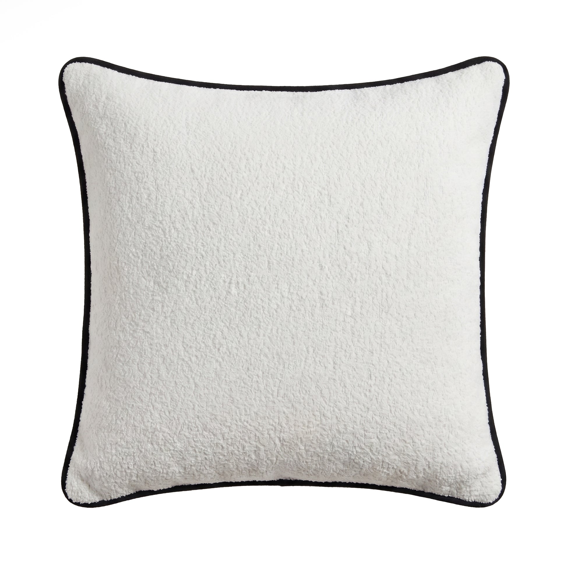 Elsham 45x45cm Scatter Cushion Cover - Chalk White Boucle with Jet Black Velvet Piping - Laura James 