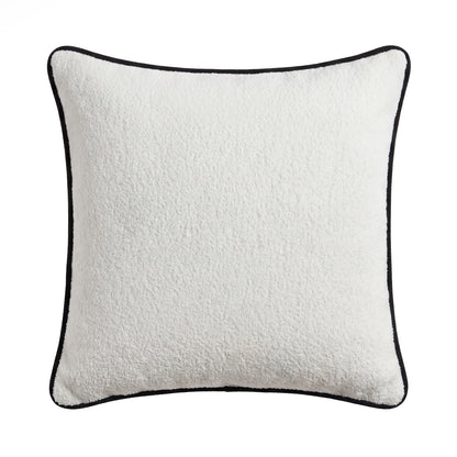Elsham 45x45cm Scatter Cushion Cover - Chalk White Boucle with Jet Black Velvet Piping - Laura James 