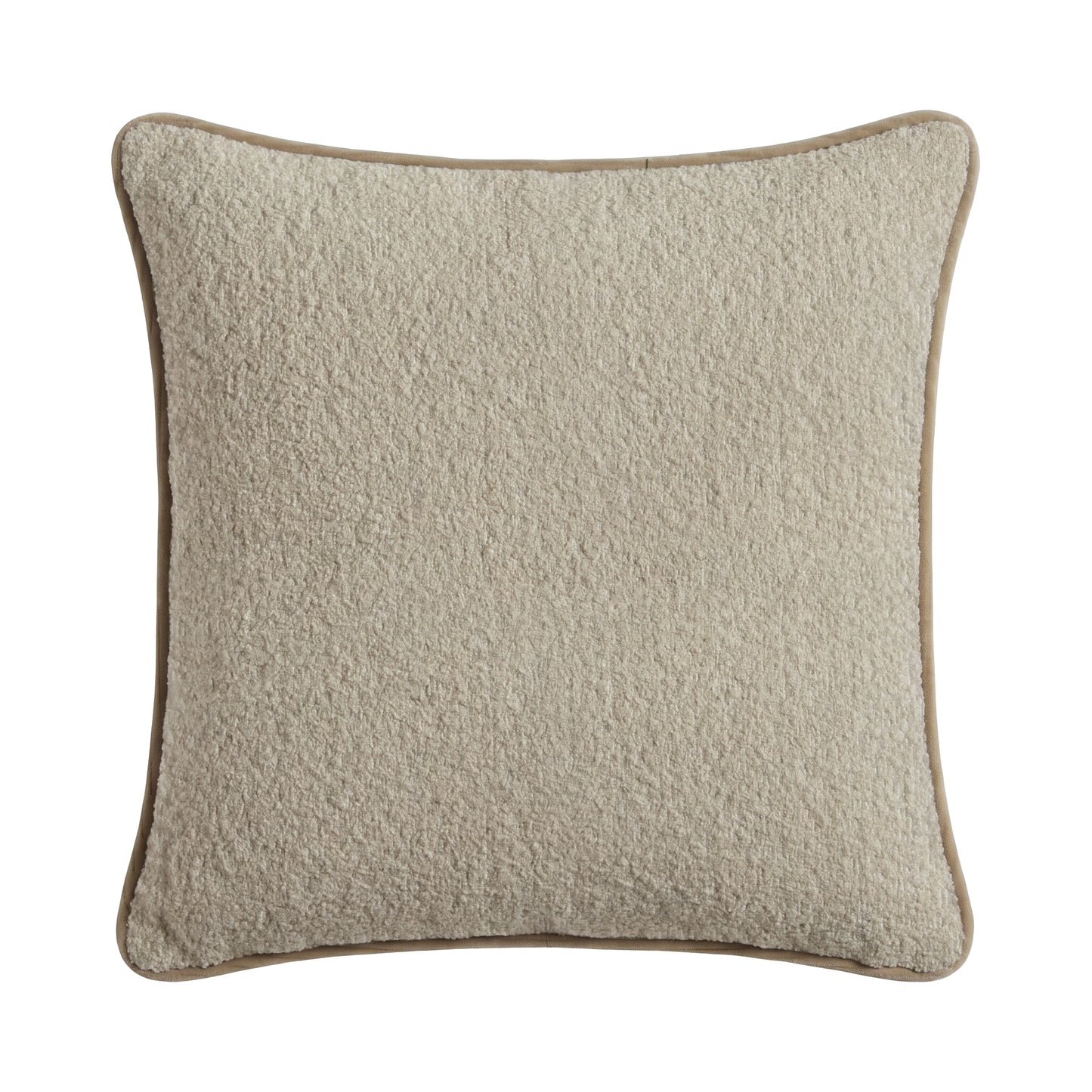 Elsham 45x45cm Scatter Cushion Cover - Light Beige Boucle with Clay Velvet Piping - Laura James 