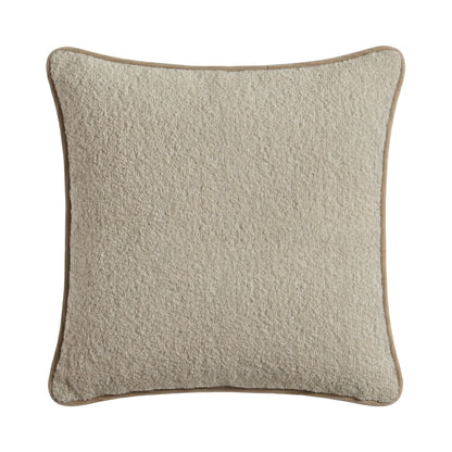 Elsham 45x45cm Scatter Cushion Cover - Light Beige Boucle with Clay Velvet Piping - Laura James 