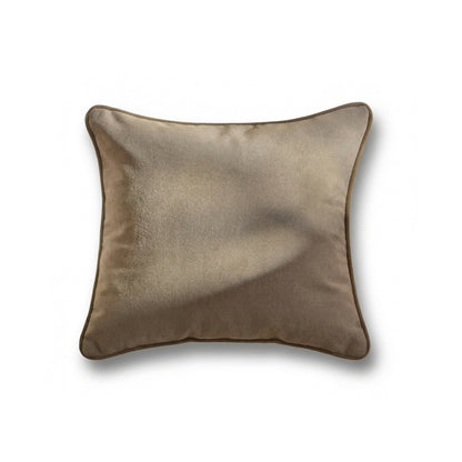Elsham 45x45cm Scatter Cushion Cover - Soft Beige with Driftwood Velvet Piping - Laura James