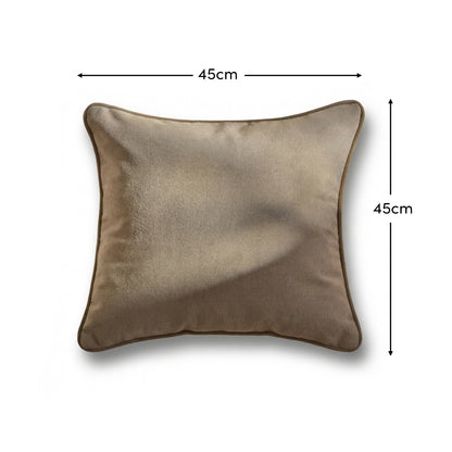 Elsham 45x45cm Scatter Cushion Cover - Soft Beige with Driftwood Velvet Piping - Laura James