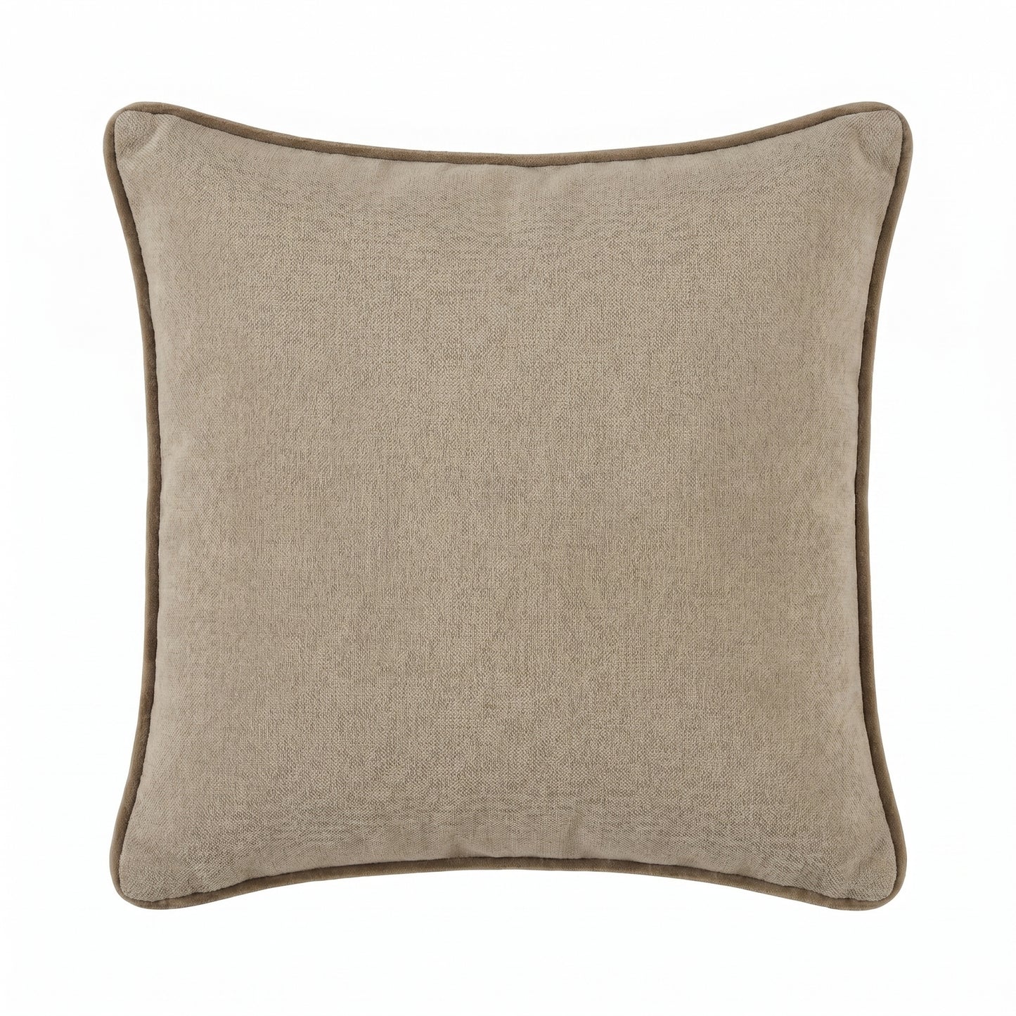 Elsham 45x45cm Scatter Cushion Cover - Soft Beige with Driftwood Velvet Piping - Laura James 