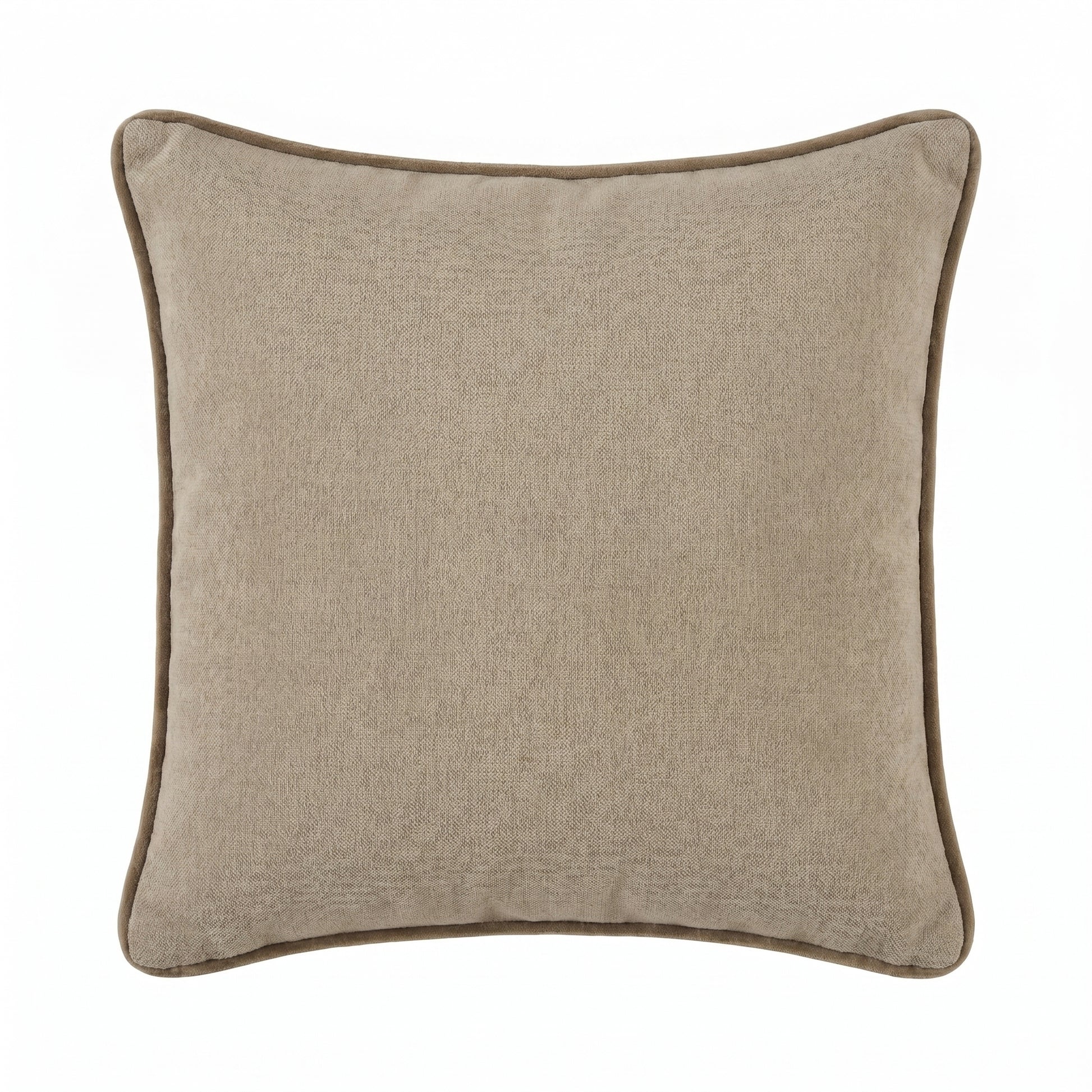 Elsham 45x45cm Scatter Cushion Cover - Soft Beige with Driftwood Velvet Piping - Laura James 