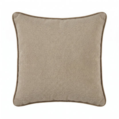 Elsham 45x45cm Scatter Cushion Cover - Soft Beige with Driftwood Velvet Piping - Laura James 