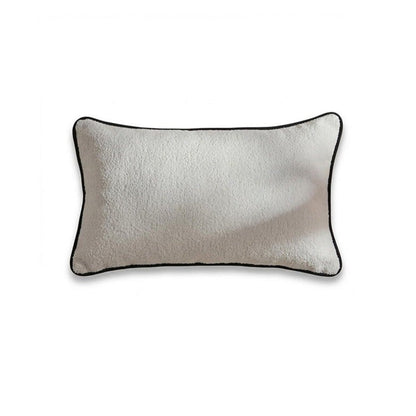 Elsham 35x55cm Scatter Cushion Cover - Chalk White Boucle with Jet Black Velvet Piping - Laura James