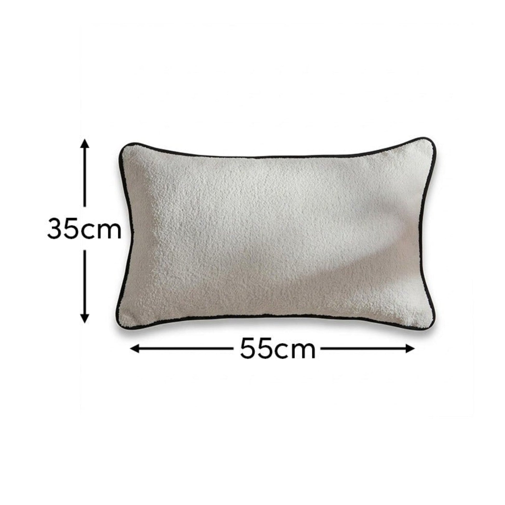 Elsham 35x55cm Scatter Cushion Cover - Chalk White Boucle with Jet Black Velvet Piping - Laura James