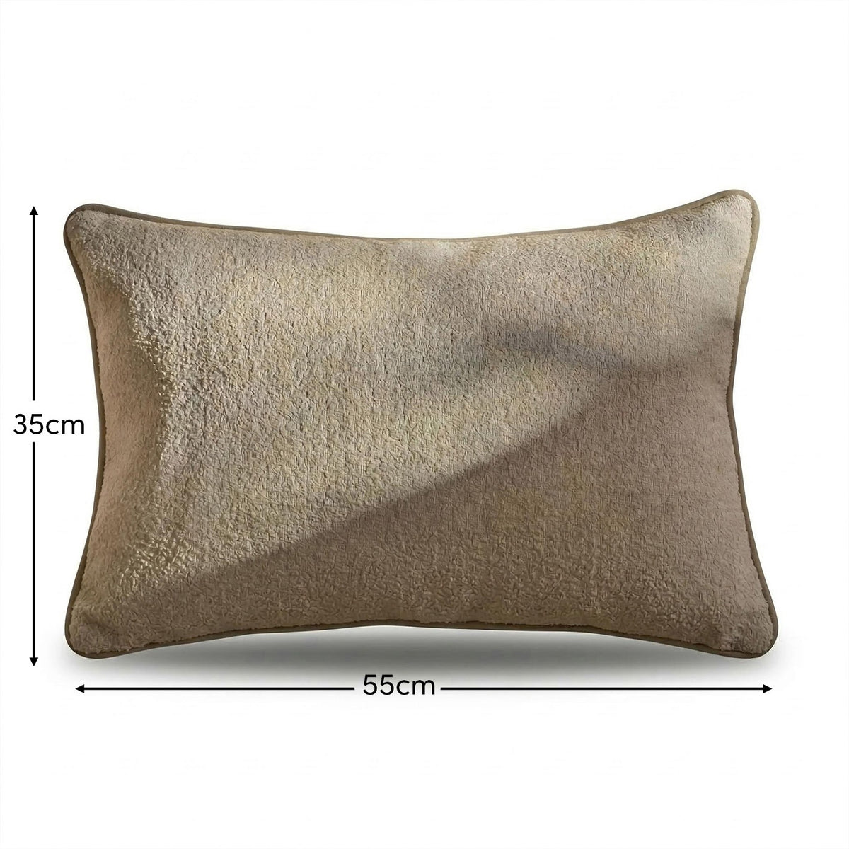 Elsham 35x55cm Scatter Cushion Cover - Light Beige Boucle with Clay Velvet Piping - Laura James