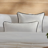 Elsham 45x45cm Scatter Cushion Cover - Chalk White Boucle with Jet Black Velvet Piping - Laura James