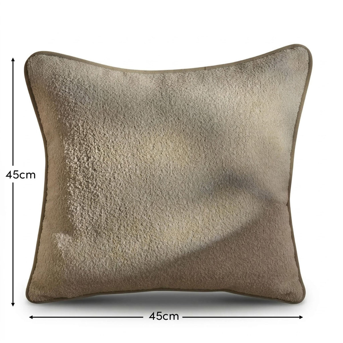 Elsham 45x45cm Scatter Cushion Cover - Light Beige Boucle with Clay Velvet Piping - Laura James