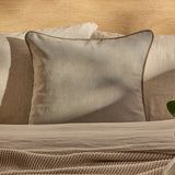 Elsham 45x45cm Scatter Cushion Cover -  Soft Beige with Driftwood Velvet Piping - Laura James