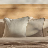 Elsham 45x45cm Scatter Cushion Cover -  Soft Beige with Driftwood Velvet Piping - Laura James