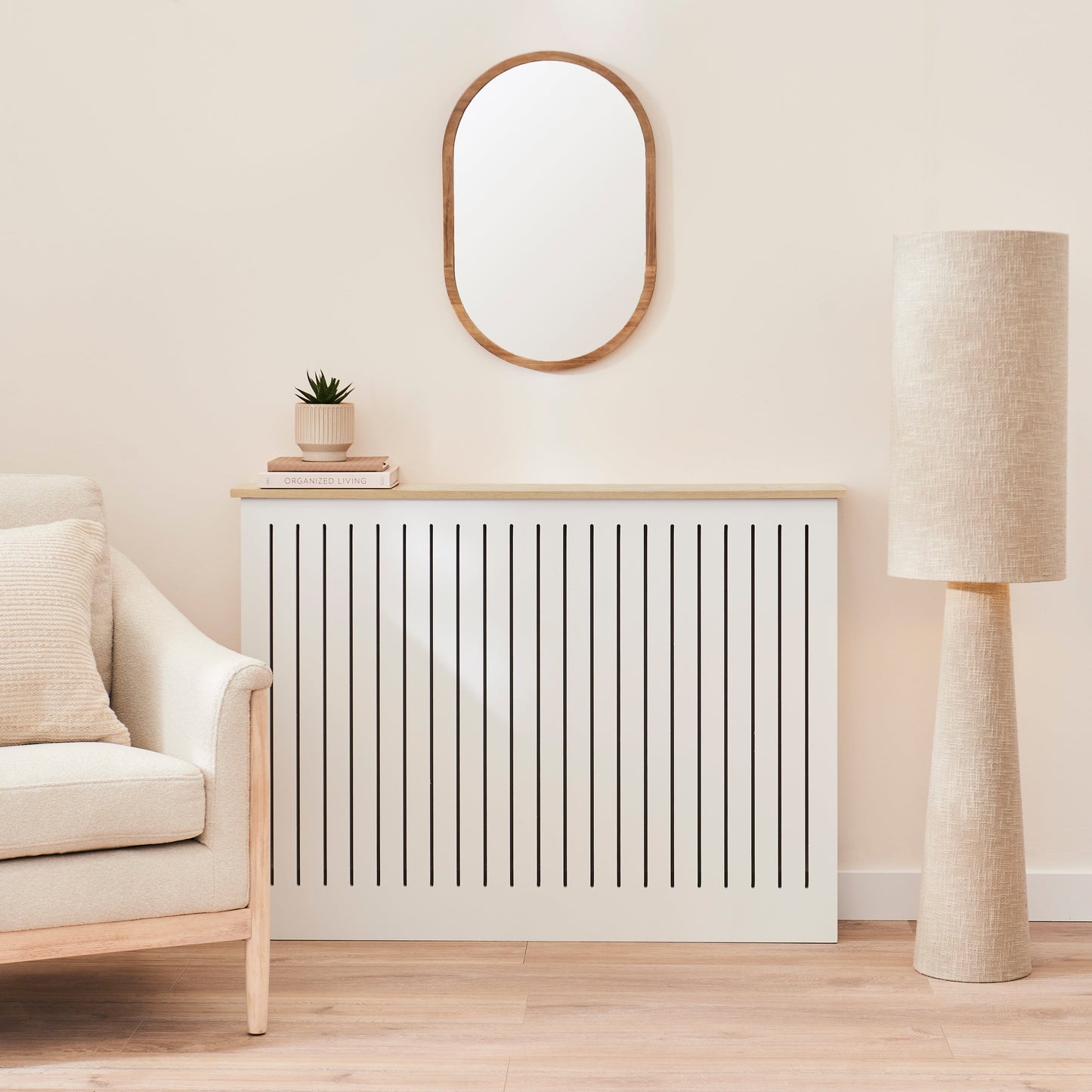 Elspeth Medium Radiator Cover - Whitewash Oak - Laura James 