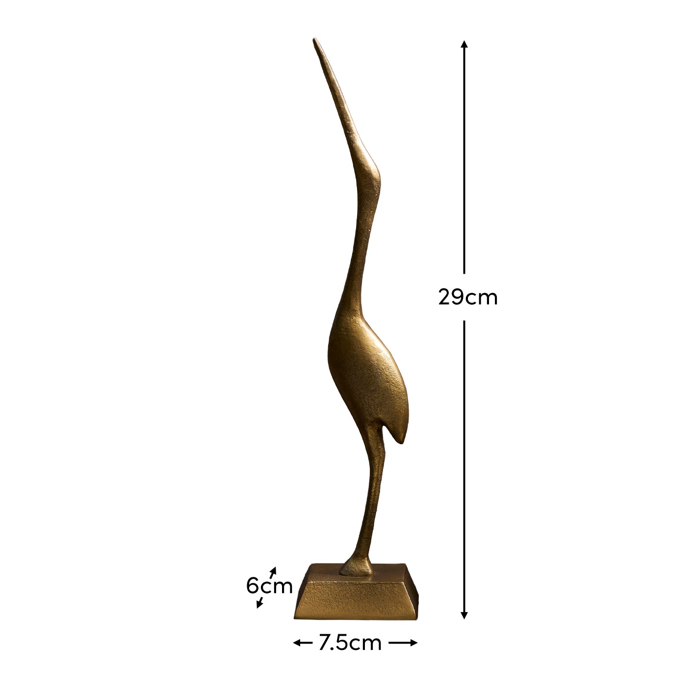 Elstead 29cm Metal Crane Ornament - Gold - Laura James 