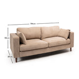 Emily 3 Seater Sofa - Driftwood with Dark Oak Legs