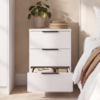 Essie 3 Piece Bedroom Set - 8 Chest of Drawers - Pure White