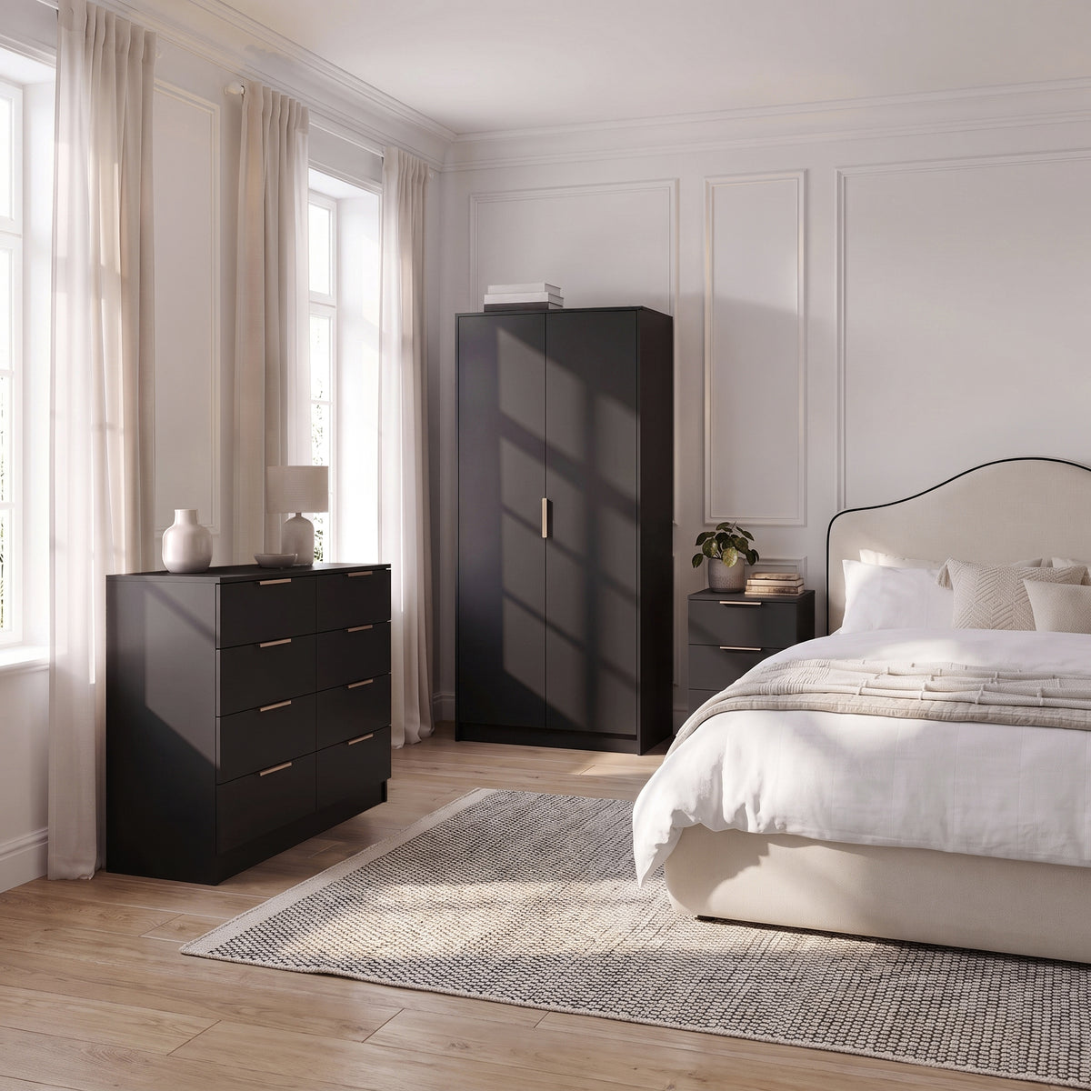 Essie 8 Drawer Chest of Drawers - Black