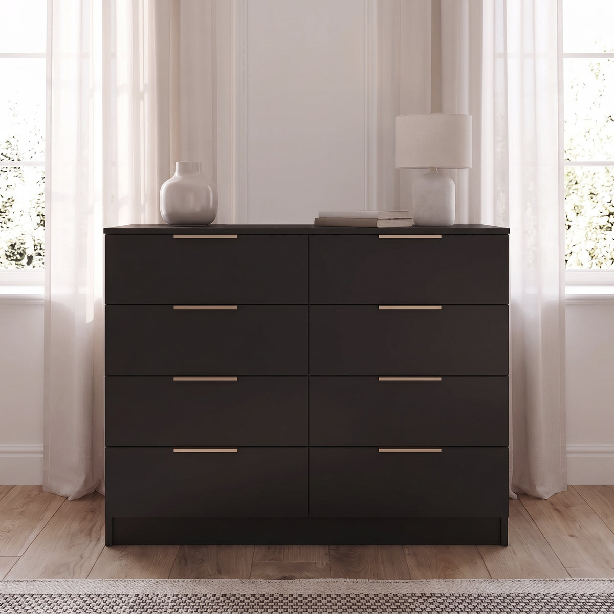 Essie Wardrobe & Drawers Bedroom Set - Pitch Black