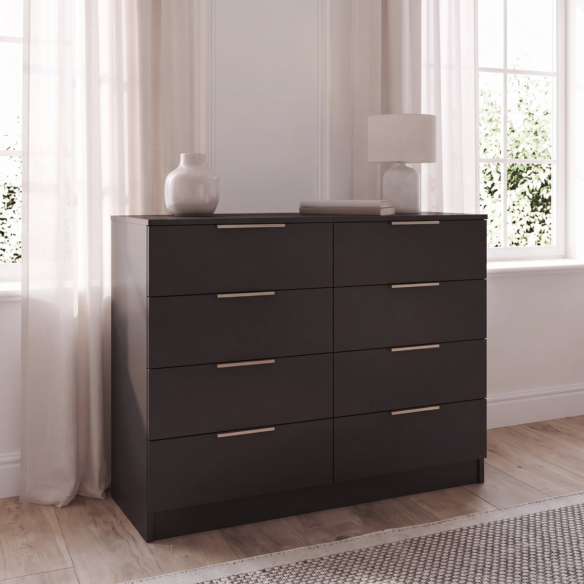 Essie 8 Drawer Chest of Drawers - Black