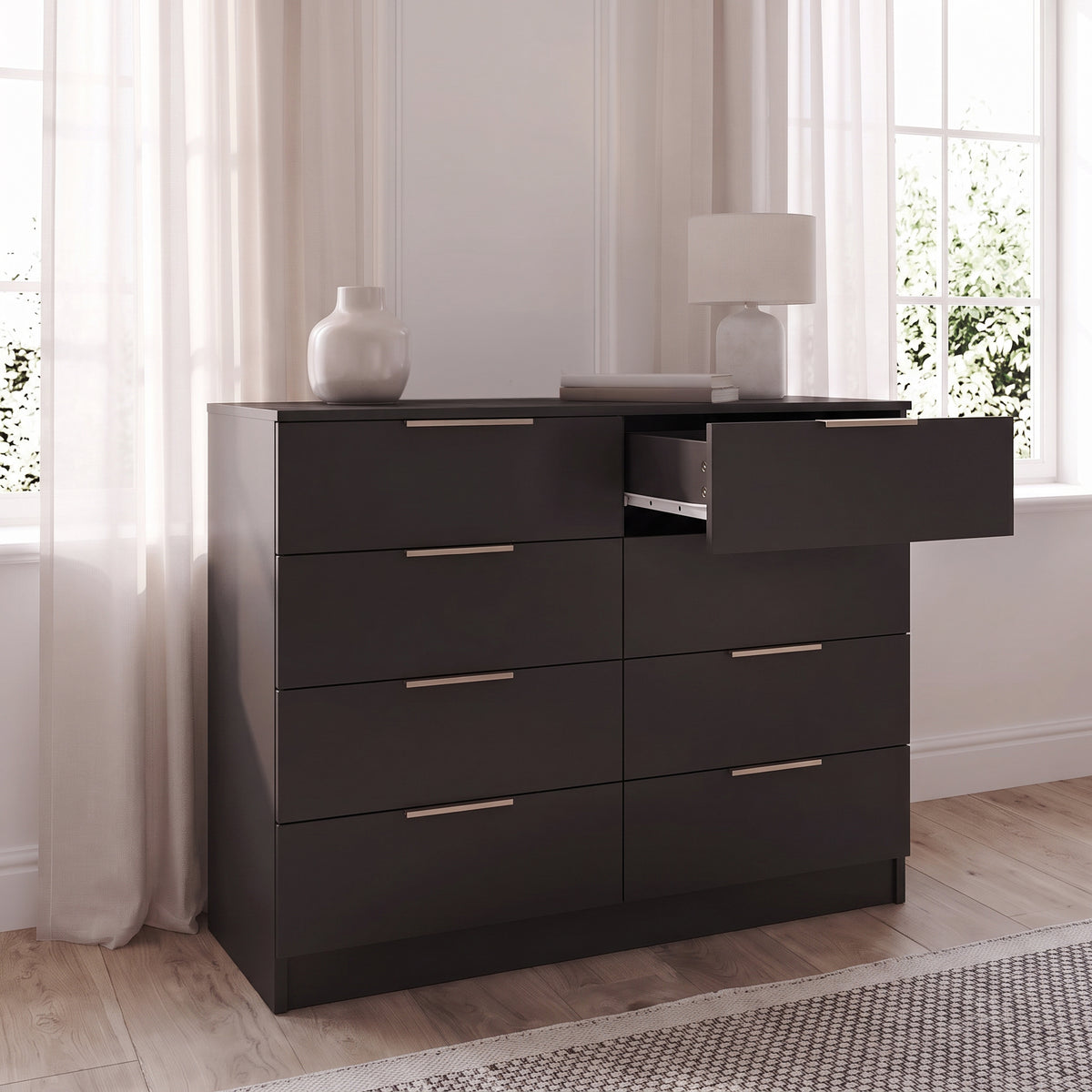 Essie 8 Drawer Chest of Drawers - Black