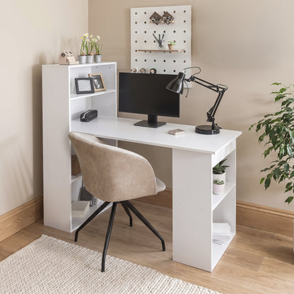 Essie Desk with Shelves - White