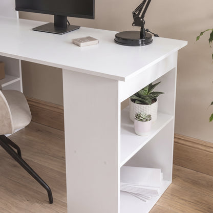 Essie Desk with Shelves - White