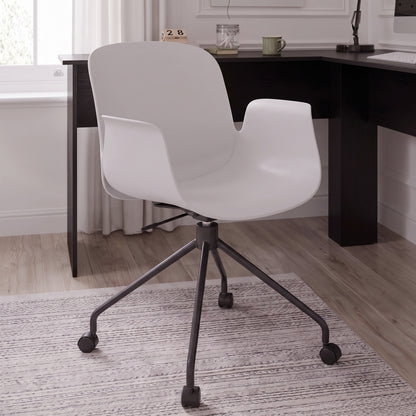 Essie L-Shaped Black Desk with Logan Office Chair
