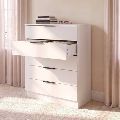 Essie Tall Chest of 5 Drawers - White