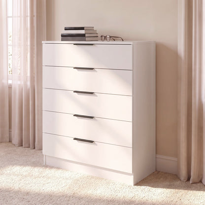 Essie Tall Chest of 5 Drawers - White