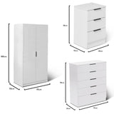 Essie 3 Piece Bedroom Set - 5 Chest of Drawers - Pure White
