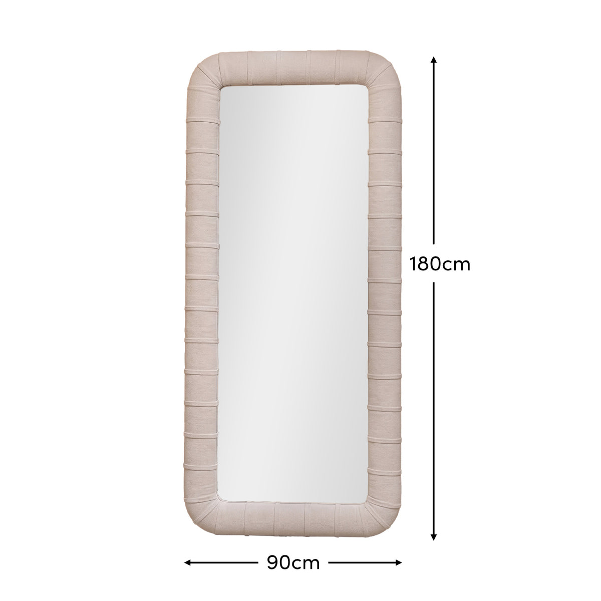 Etta 180x90cm Upholstered Floor Mirror - Ivory