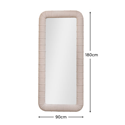 Etta 180x90cm Upholstered Floor Mirror - Ivory