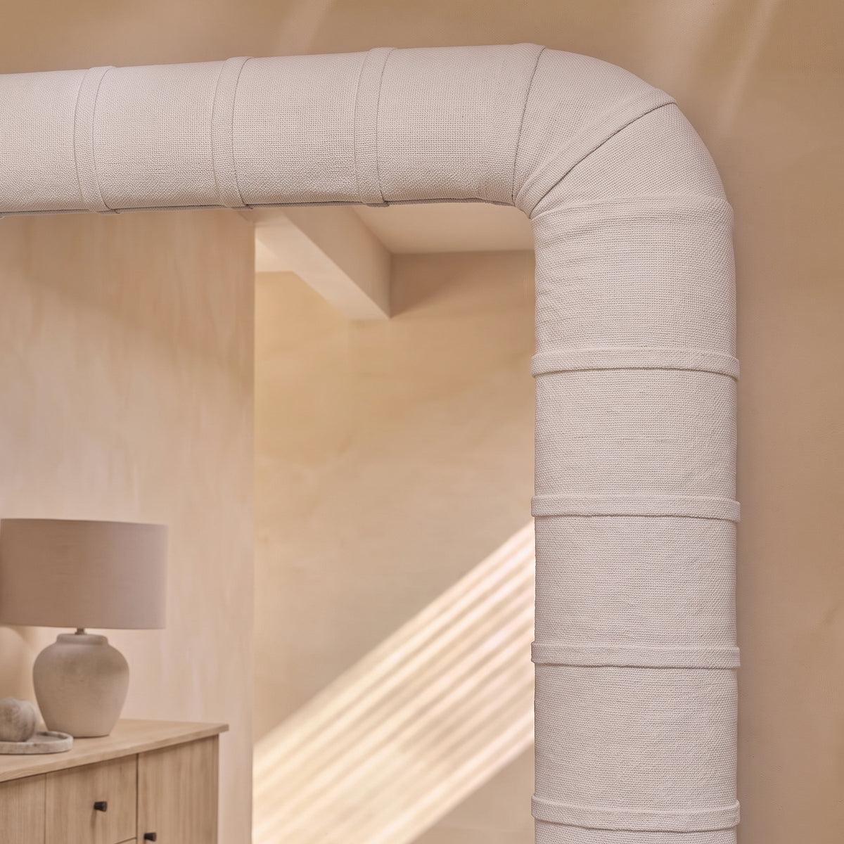 Etta 180x90cm Upholstered Floor Mirror - Ivory