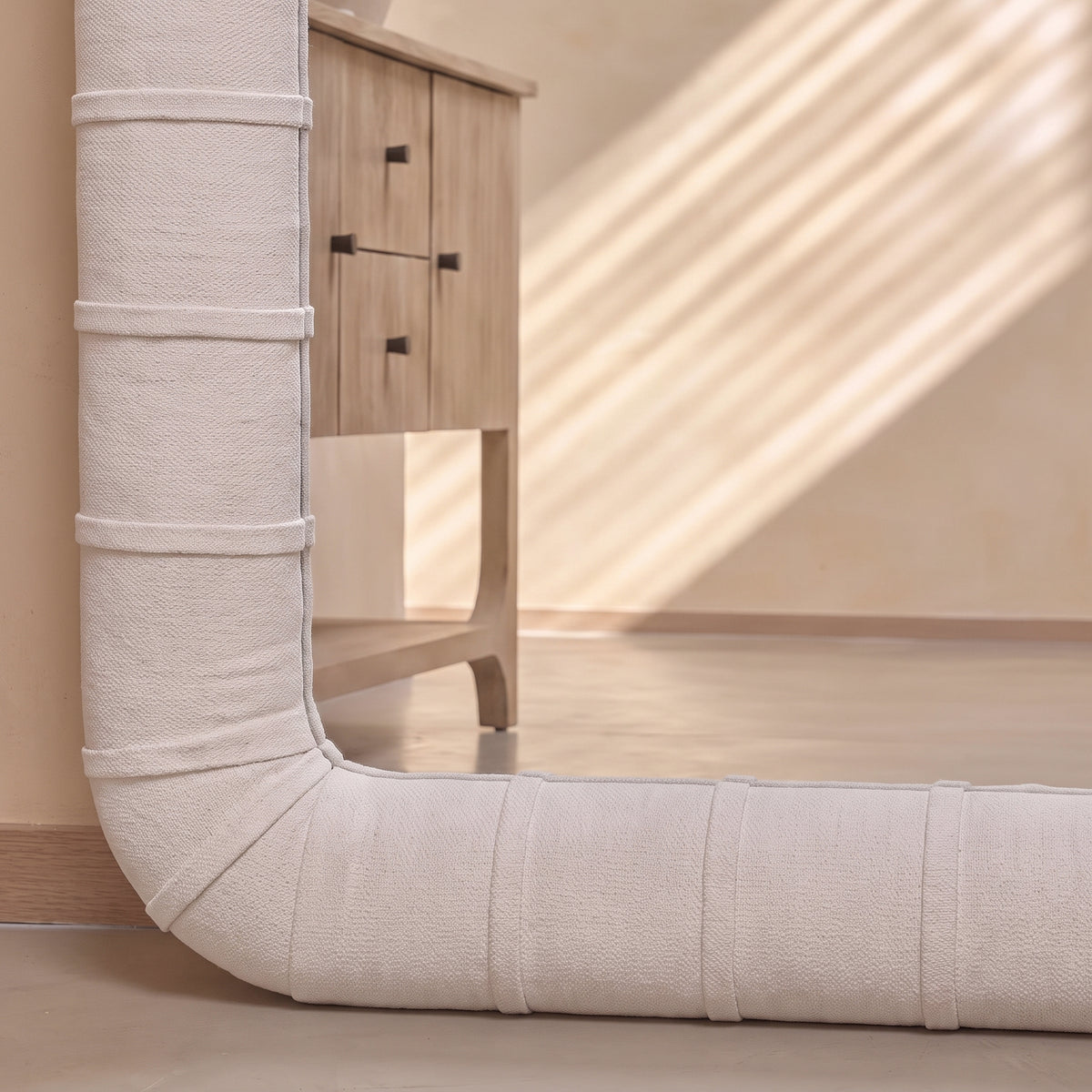 Etta 180x90cm Upholstered Floor Mirror - Ivory