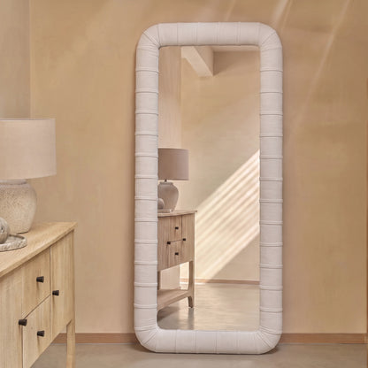 Etta 180x90cm Upholstered Floor Mirror - Ivory