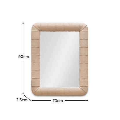 Etta 70x50cm Upholstered Wall Mirror - Ivory - Laura James 